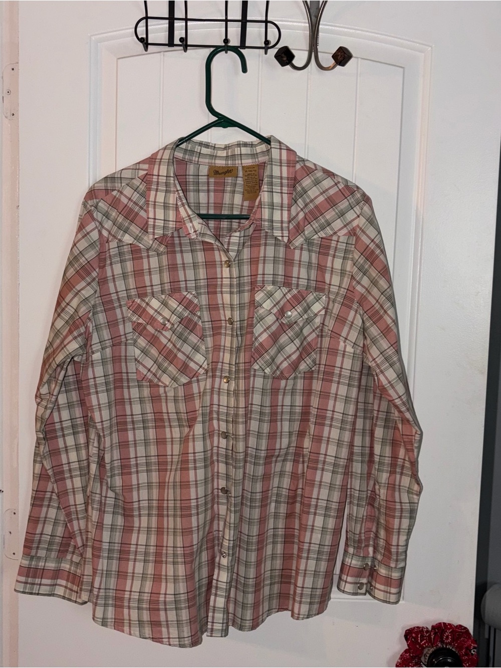 Wrangler Women's Plaid Button-Down Shirt - Red & Cream
